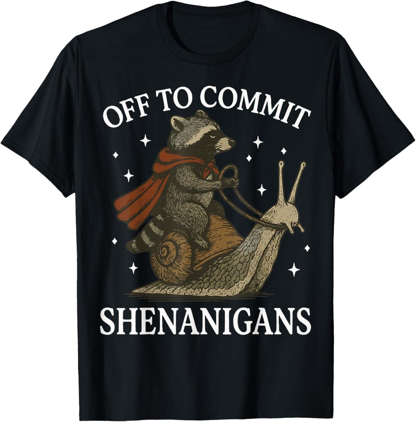 Off to Commit Shenanigans Raccoon T-Shirt - T-Shirt | Black