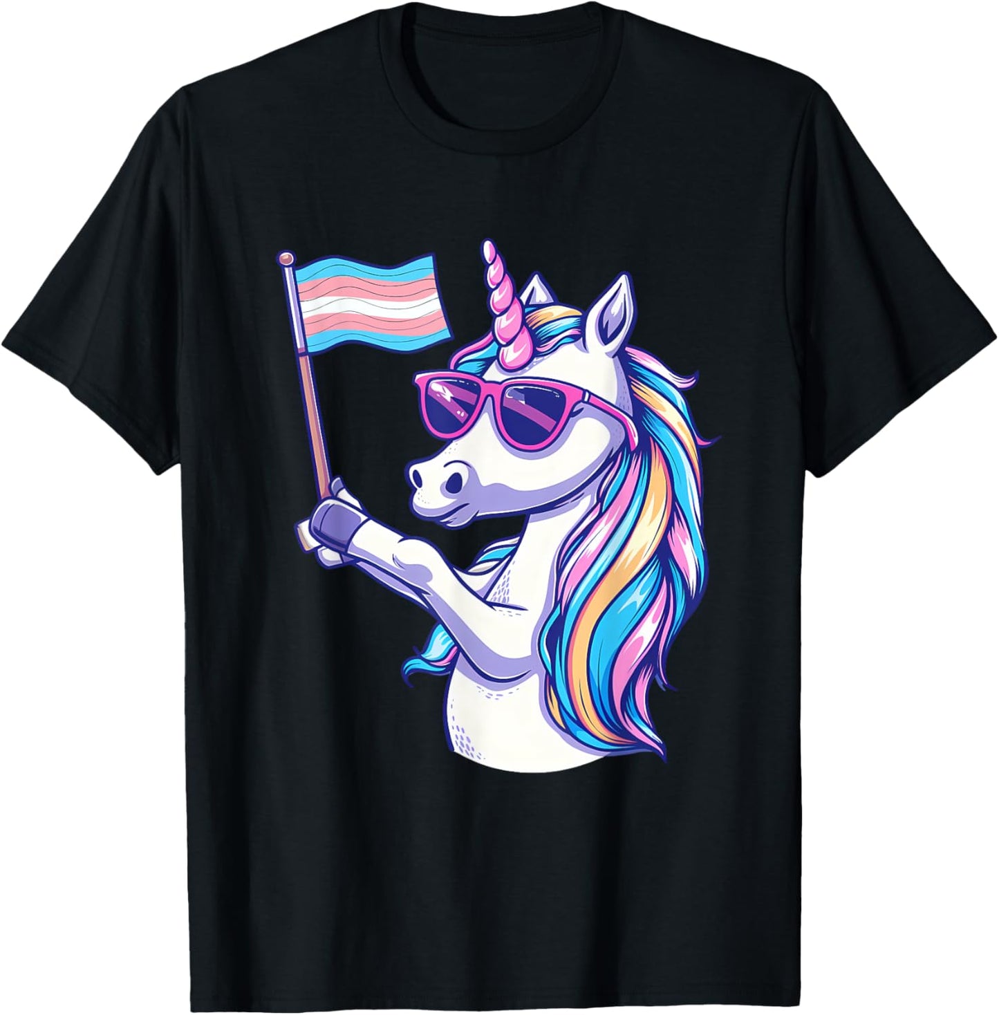 Transgender Unicorn LGBT Transsexual Flag Transsexuality T-Shirt - T-Shirt | Black