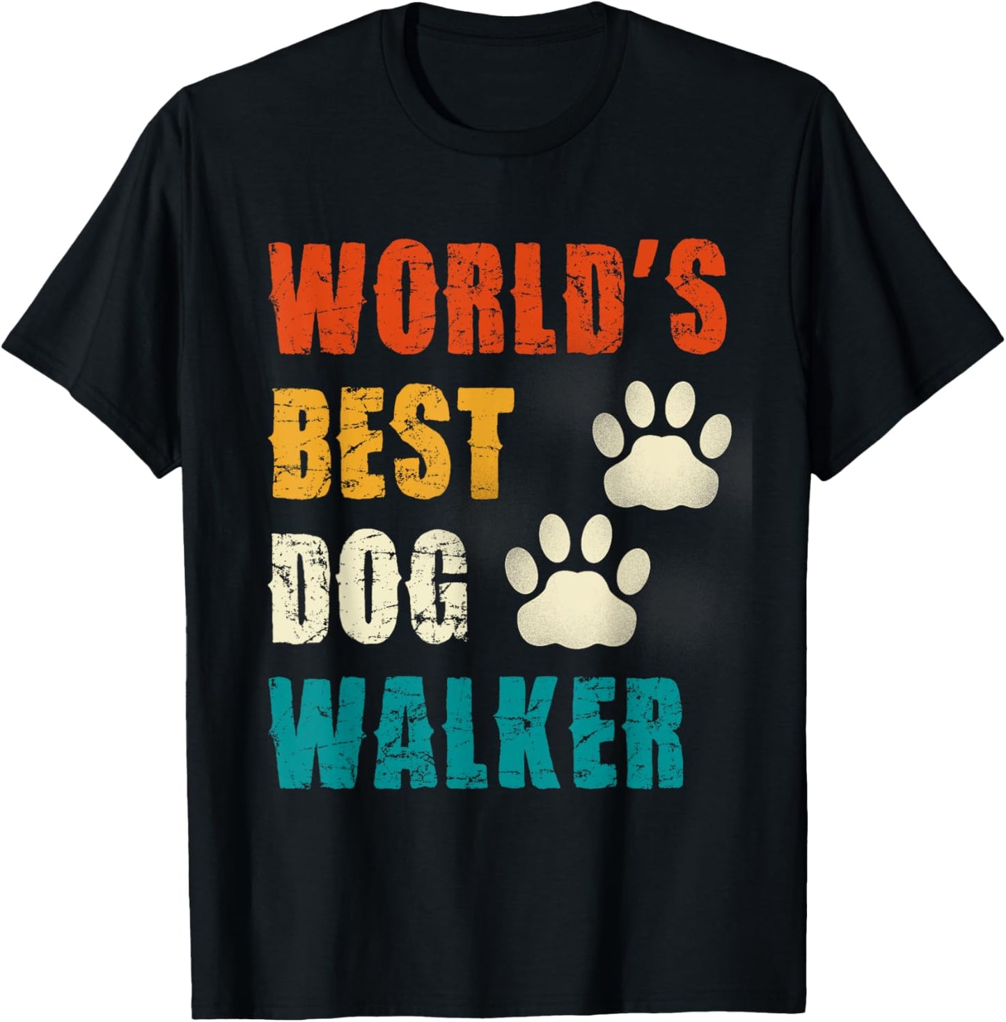 World's Best Dog Walker Paw Heart Pet Men Women Girls Kids T-Shirt - T-Shirt | Black