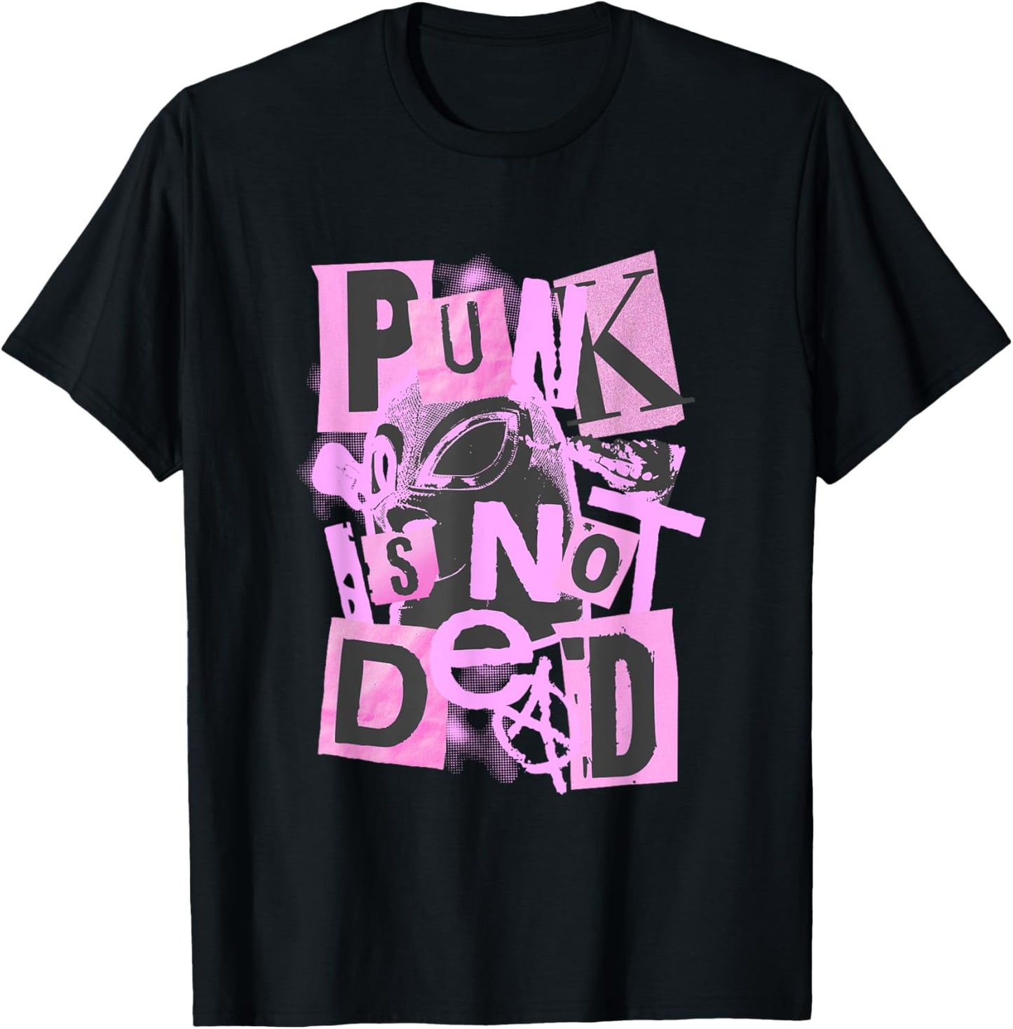 Punk is Not Dead Collage Style Anarchist Rebellion Design T-Shirt - T-Shirt | Black