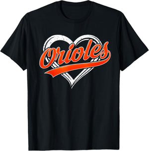 Oriole Name Retro Heart Gift Women Boy Girl Kids T-Shirt - T-Shirt | Black