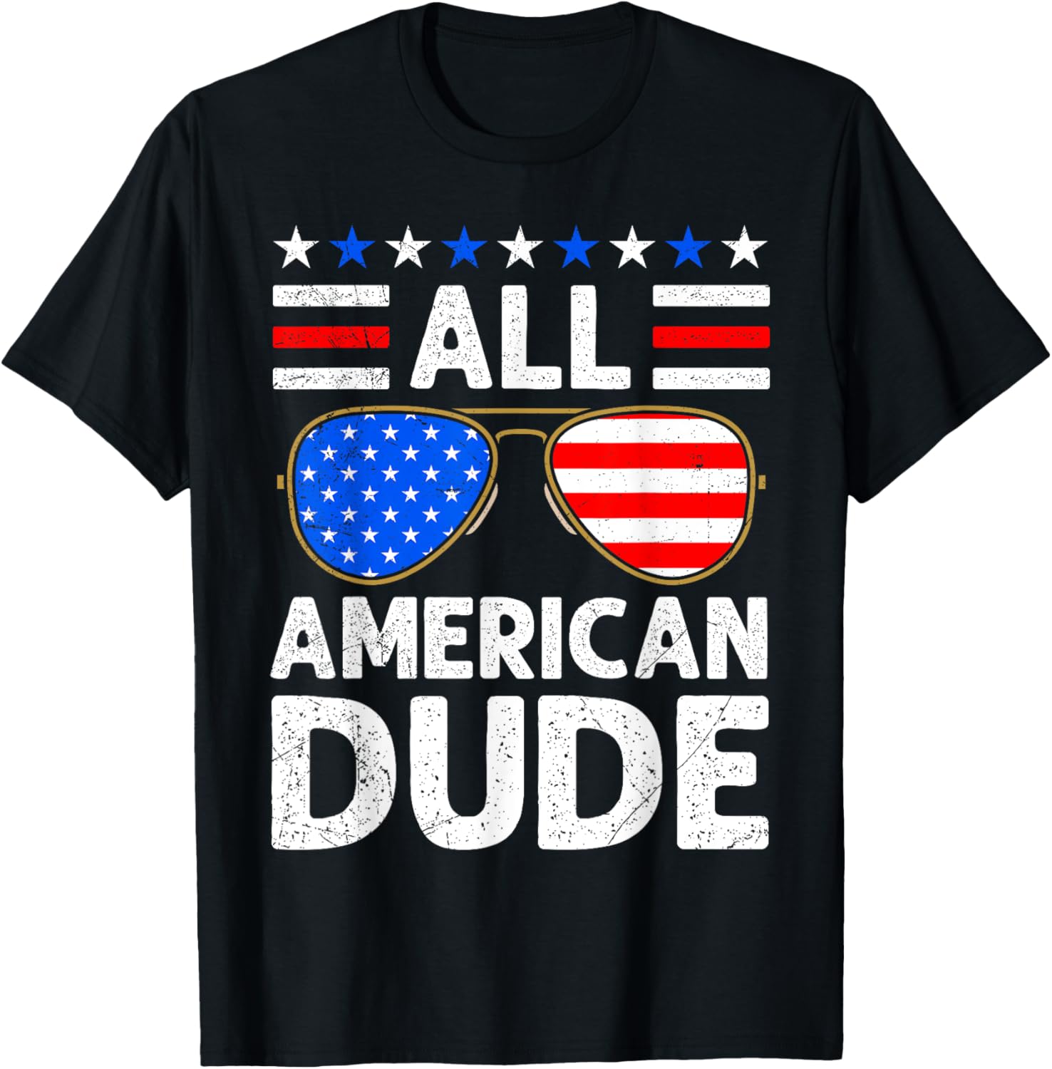 All American Boy Independence Day USA Party Dude Patriots T-Shirt - T-Shirt | Black