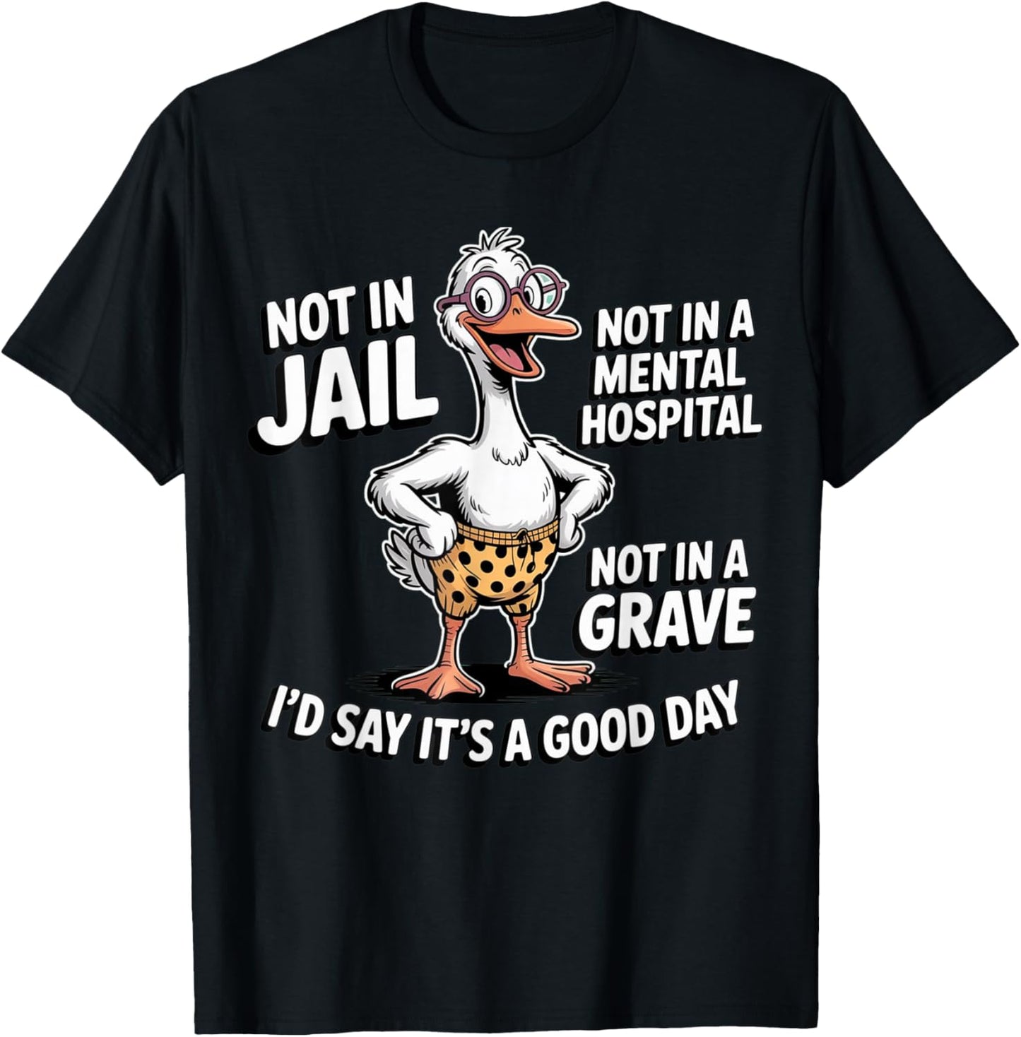Not in Jail Not in A Mental Hospital Not in A Grave Funny T-Shirt - T-Shirt | Black