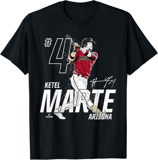 Dynamic Pose Ketel Marte Arizona Baseball MLBPA T-Shirt - T-Shirt | Black