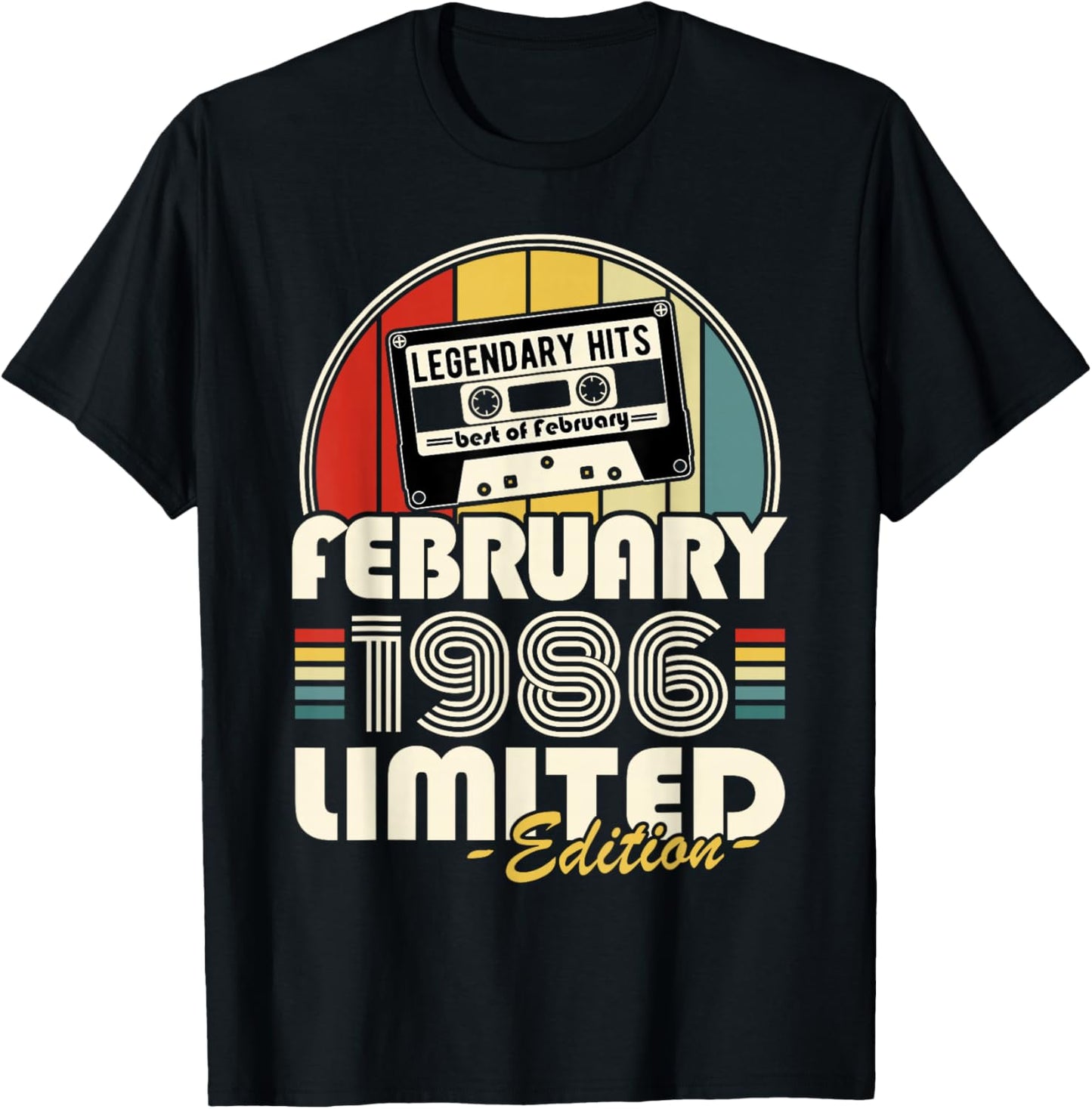 Vintage Anniversaire 40 Ans Née en Février 1986 Homme Femme T-Shirt - T-Shirt | Black