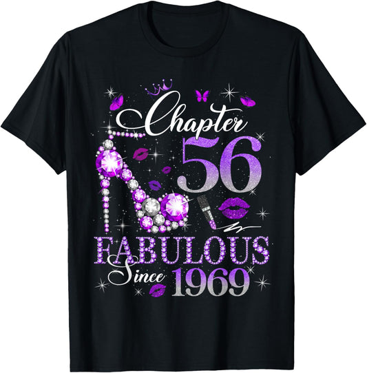 Chapter 56 Fabulous Since 1969 56th Birthday Queen Diamond T-Shirt - T-Shirt | Black