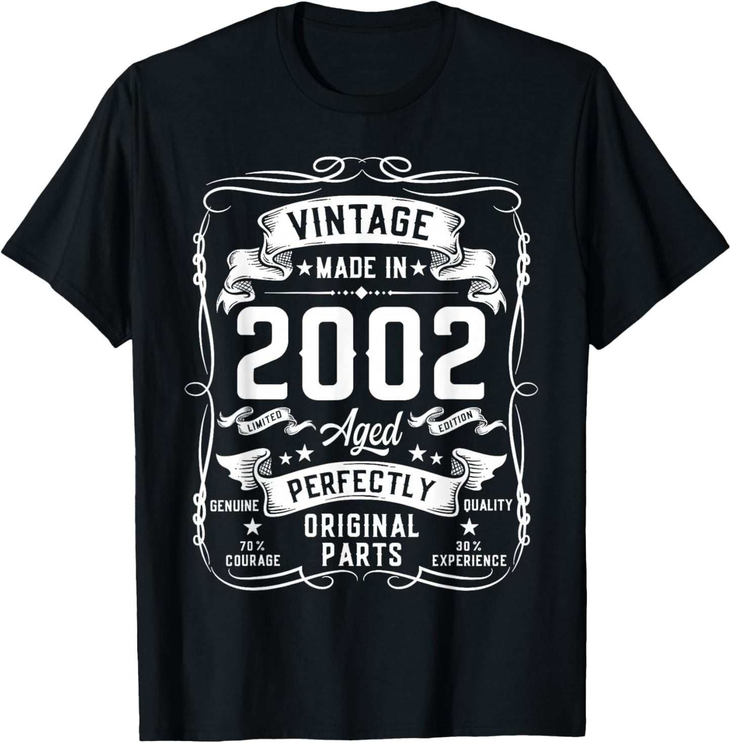 Vintage 2002 24yr 24th Birthday Gifts 24 Years Old T-Shirt - T-Shirt | Black