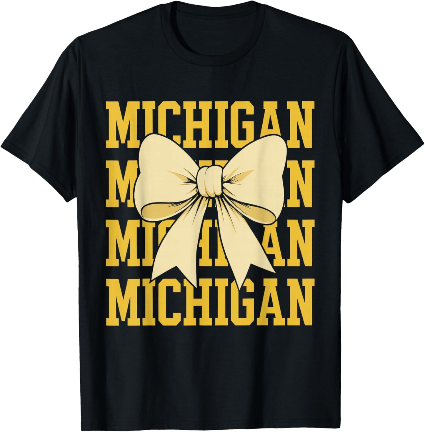 Retro Michigan Preppy Coquette Bow Women Girls Kids T-Shirt - T-Shirt | Black