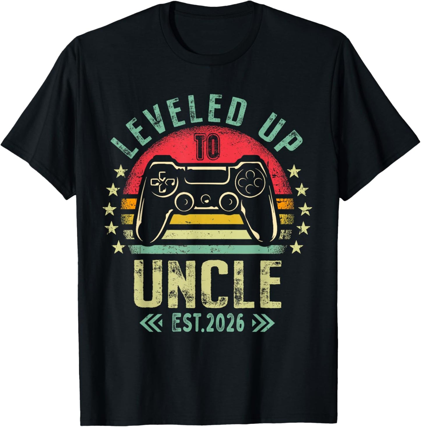 I Leveled Up to Uncle 2026 Promoted to Uncle Level Unlocked T-Shirt - T-Shirt | Black