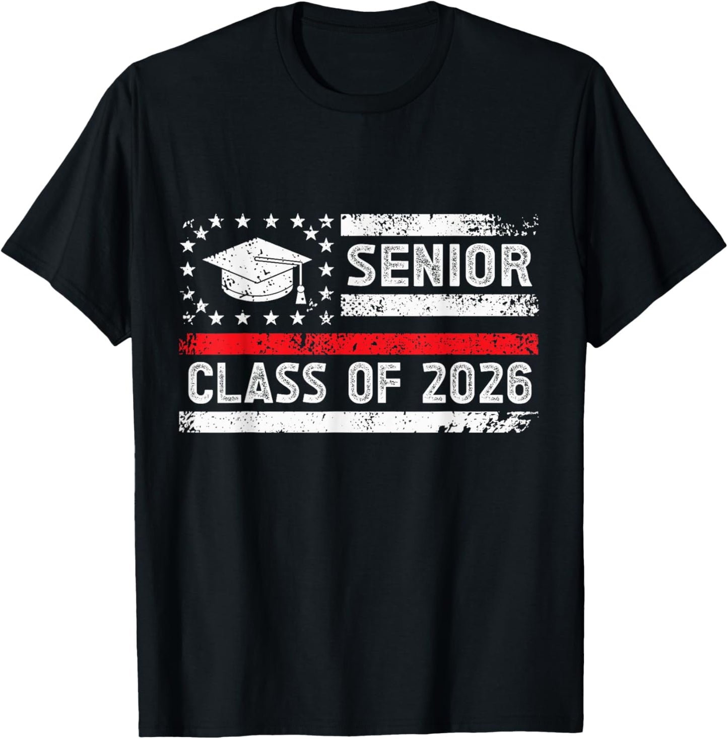 Graduation Class of 2026 Senior American Flag High School T-Shirt - T-Shirt | Black
