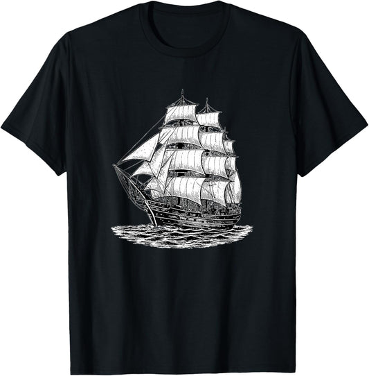 Retro Segelschiff Nautisches Design Seefahrer Maritime Fan T-Shirt - T-Shirt | Black