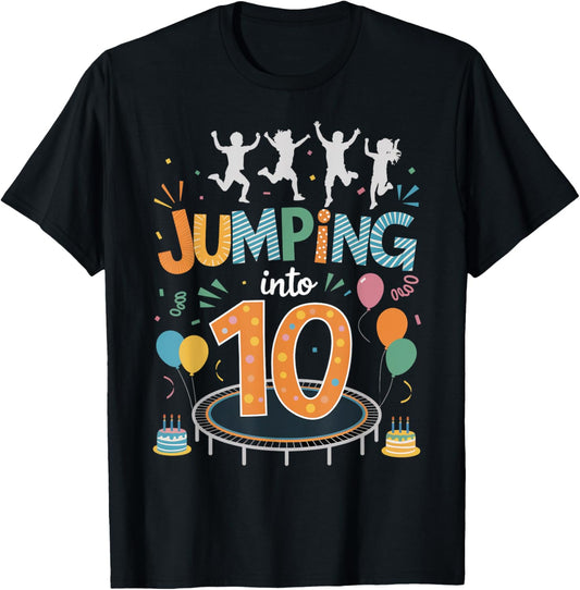 Jumping Into 10 Birthday Party Trampolining Trampoline T-Shirt - T-Shirt | Black