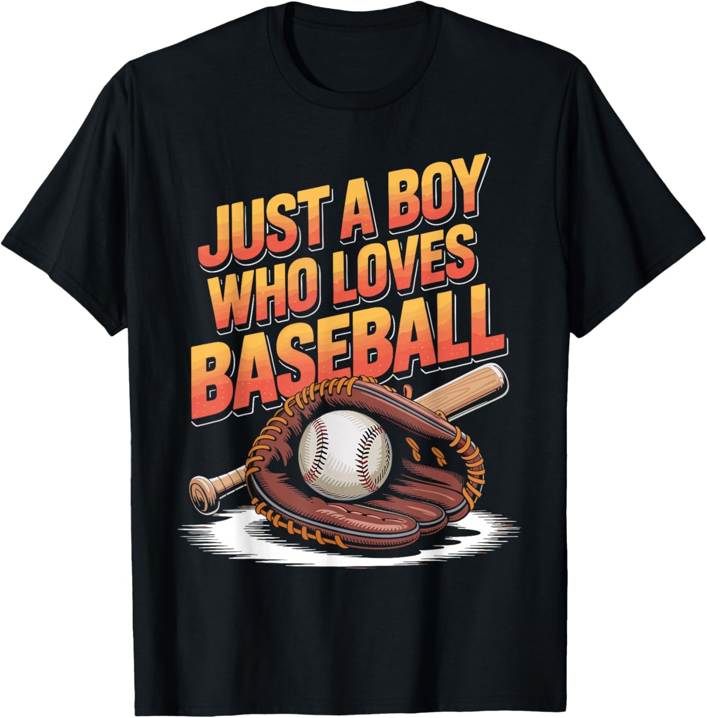 Just A Boy Who Loves Baseball Funny Player Kids T-Shirt - T-Shirt | Black