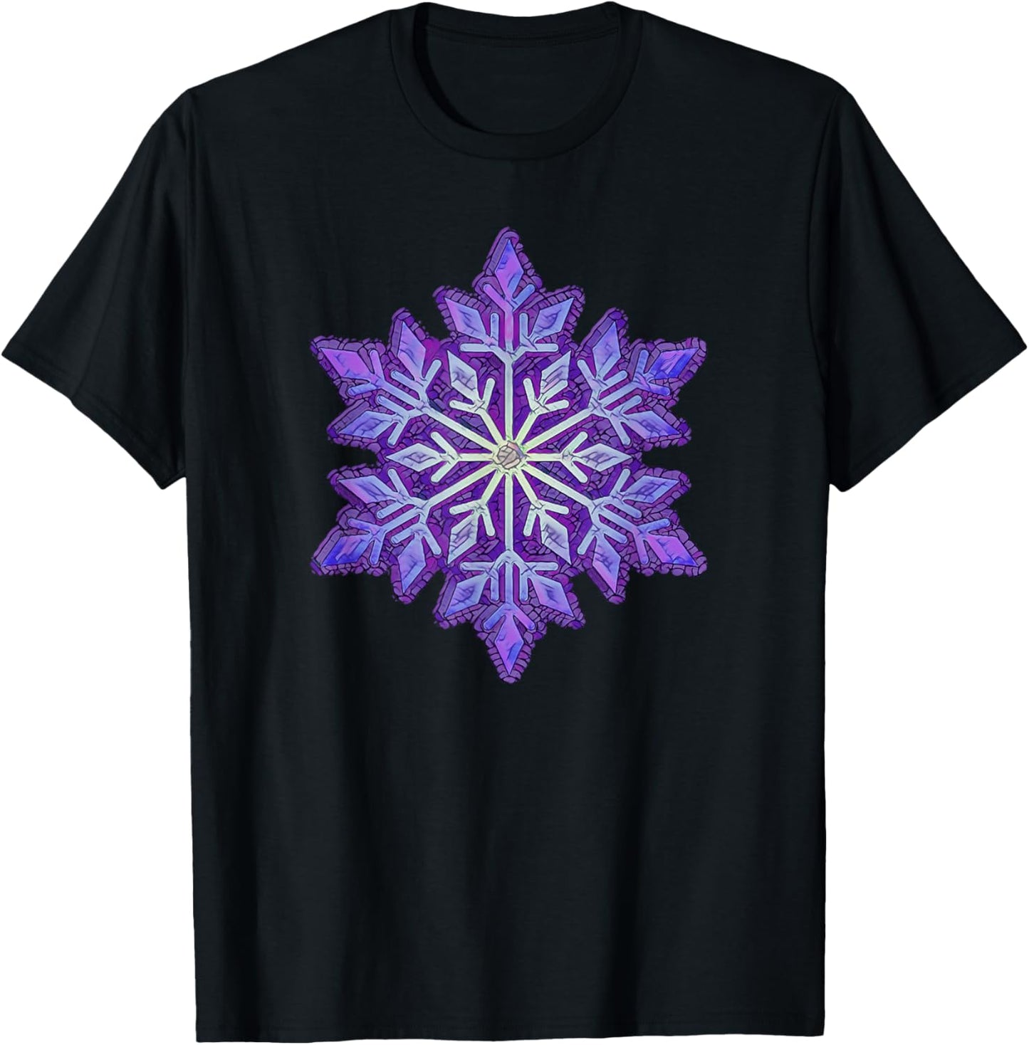 WINTER Snowflake-Purple T-Shirt - T-Shirt | Black