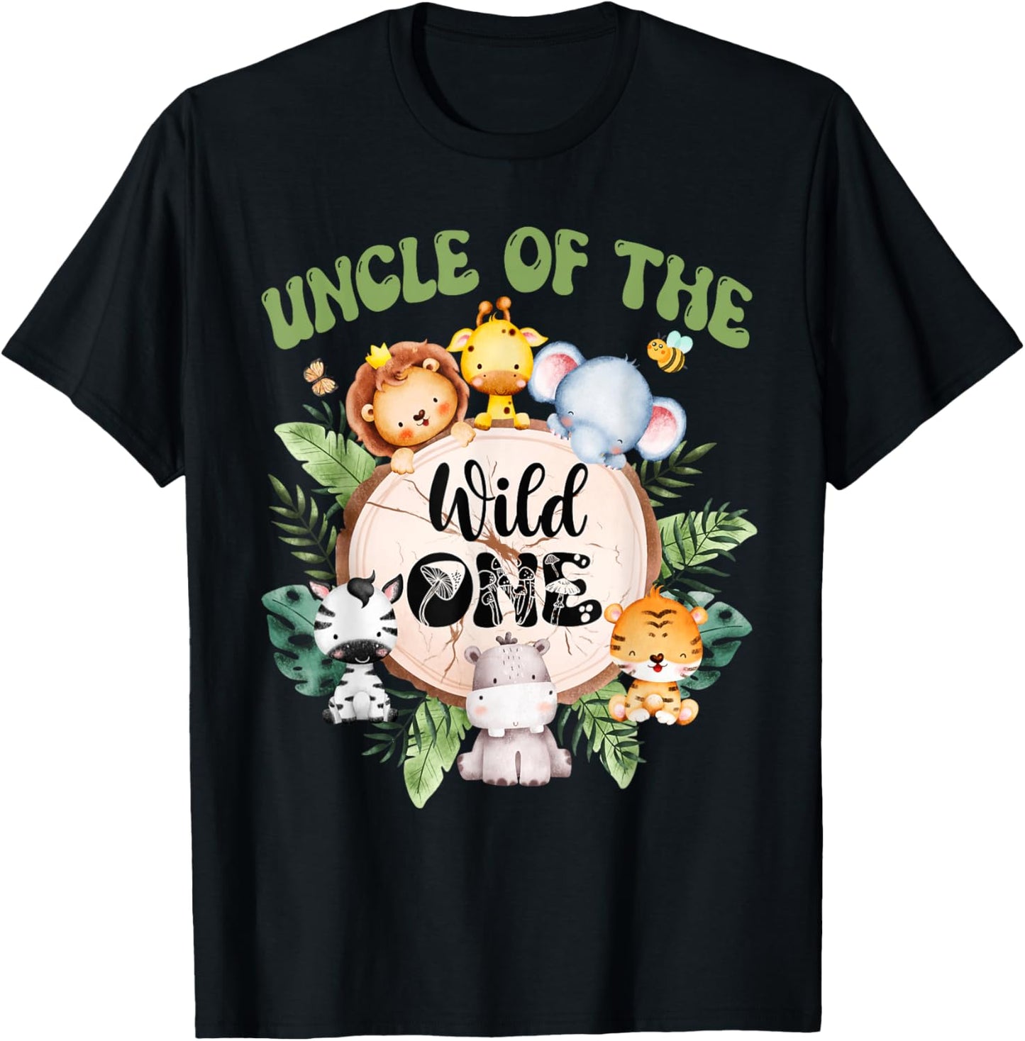 Uncle Of The Wild One 1st Birthday Safari Family Matching T-Shirt - T-Shirt | Black