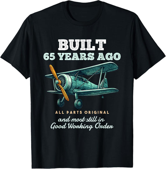 Gebaut 65 Jahren Old Vintage Flugzeug 65. Geburtstag Männer T-Shirt - T-Shirt | Black