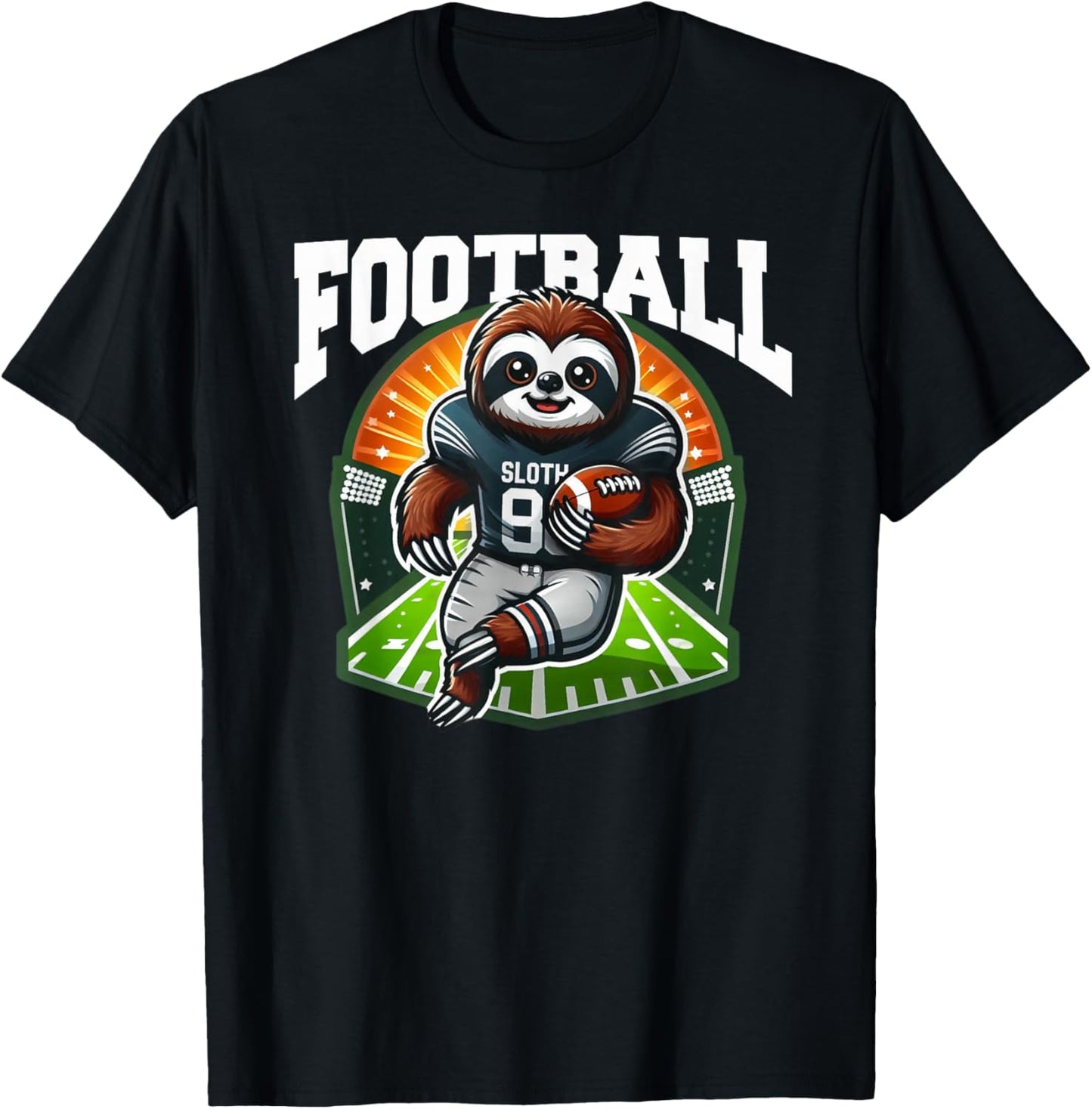 Football Sloth Playing Football Games T-Shirt - T-Shirt | Black
