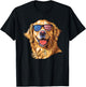 Golden Retriever Dog USA America Flag 4th of July T-Shirt - T-Shirt | Black