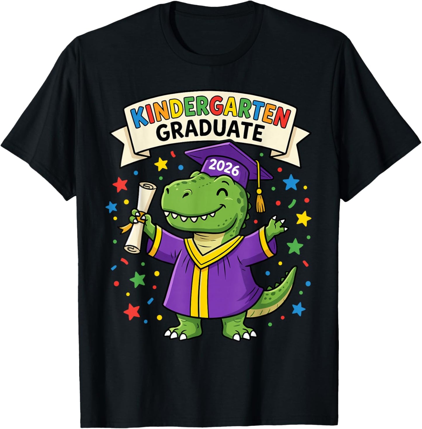 Kindergarten Graduate 2026 School Graduation Dinosaur Kids T-Shirt - T-Shirt | Black