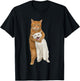 Funny Orange Cat Tight Embrace Choking Cat Meme Humor T-Shirt - T-Shirt | Black