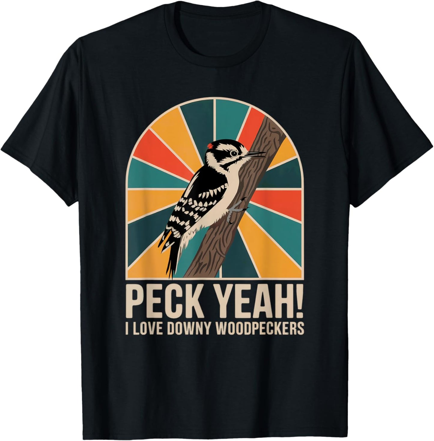 Downy Woodpecker – Nature Lover’s Bird Design T-Shirt - T-Shirt | Black