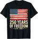 Vintage 250 Years of Freedom 1776-2026 4th July Patriotic T-Shirt - T-Shirt | Black