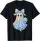 Volleyball Ghost Lover Pastel Halloween Coquette Bow T-Shirt - T-Shirt | Black