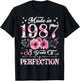 38 Year Old Made In 1987 Floral 38th Birthday Gift T-Shirt - T-Shirt | Black