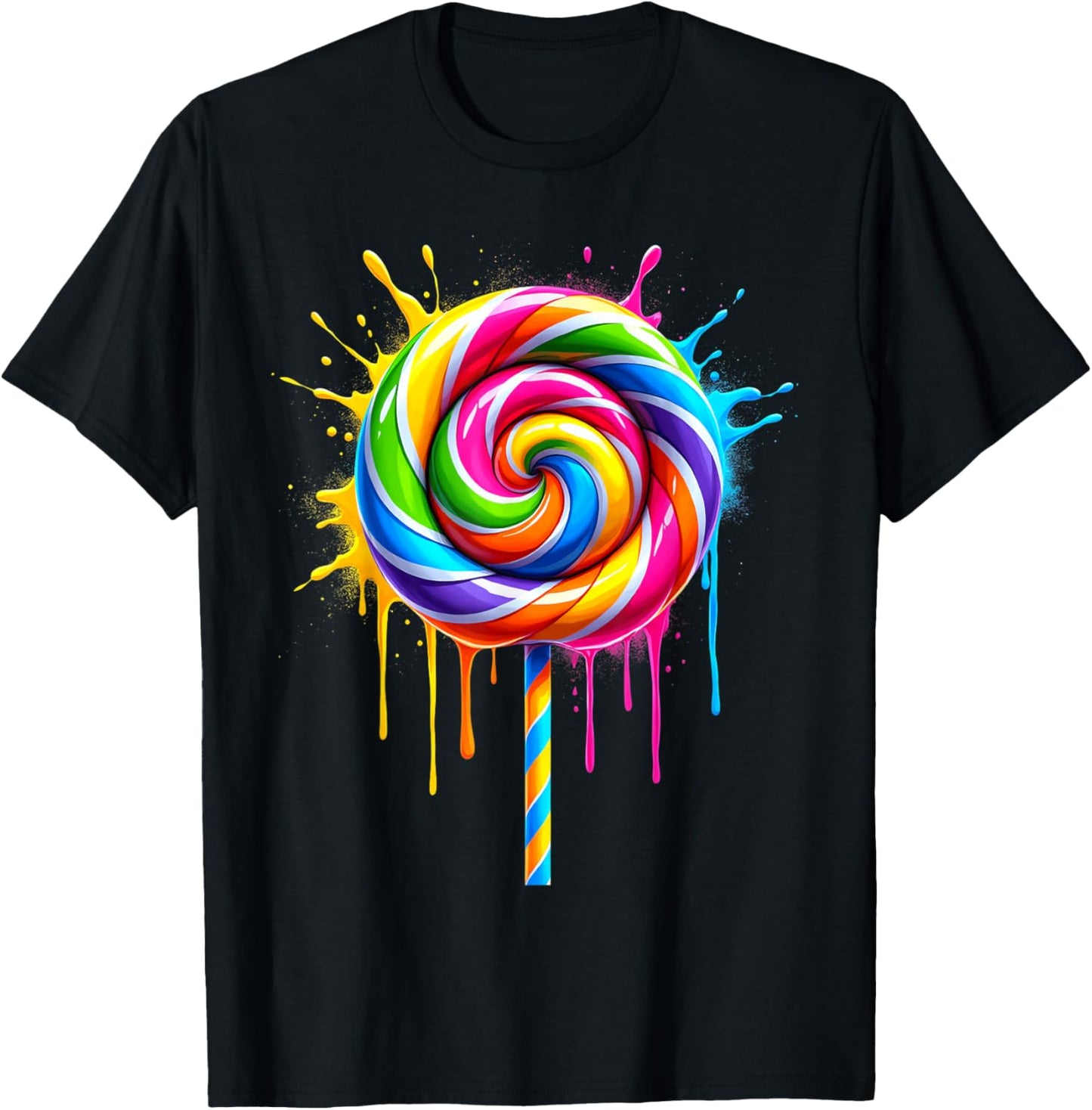 Candy Candy Costume Women's Carnival Lollipop Fancy Dress T-Shirt - T-Shirt | Black