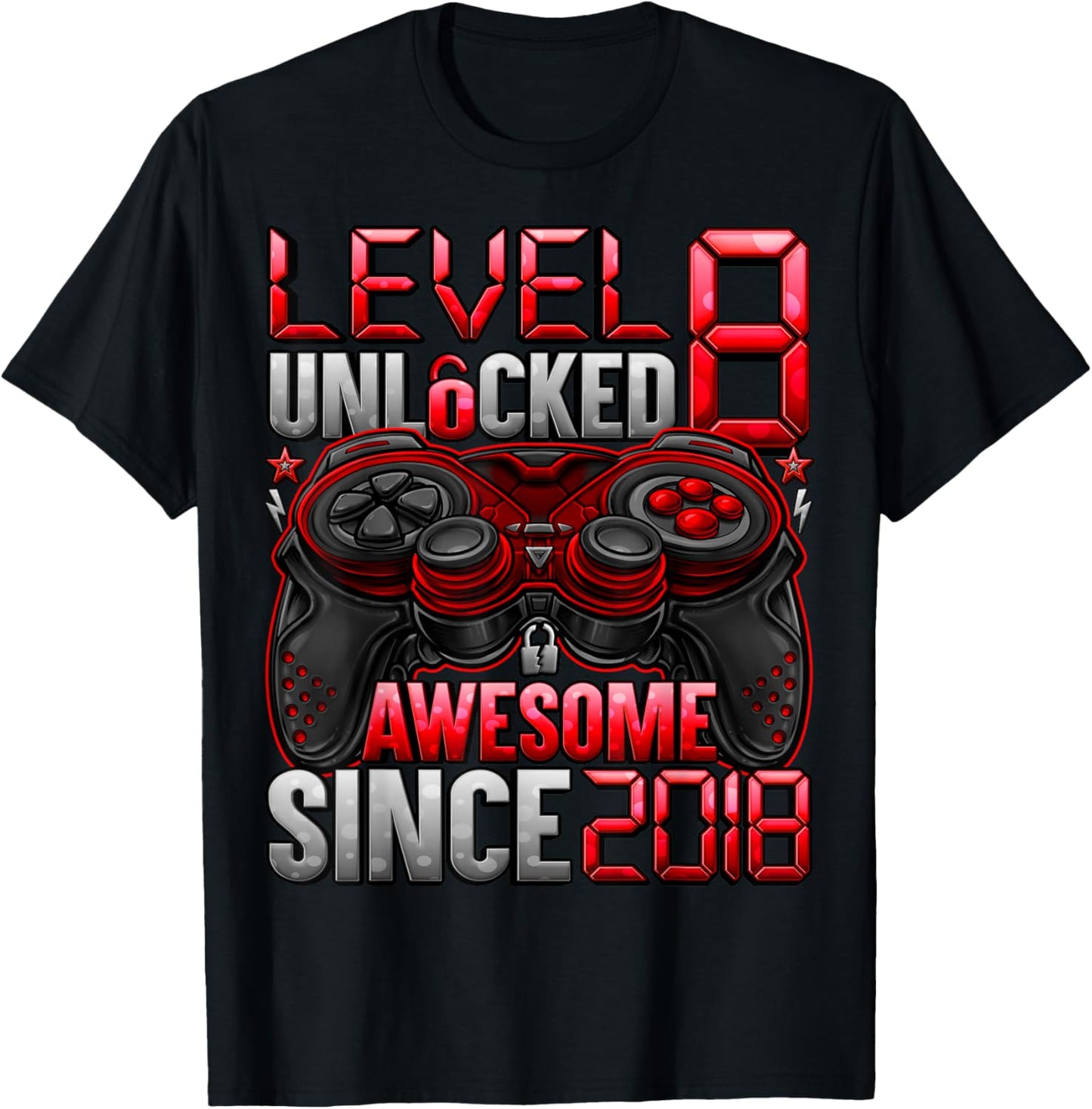 Level 8 Unlocked 8 Year Old Gifts for Boys 8th Birthday Boy T-Shirt - T-Shirt | Black