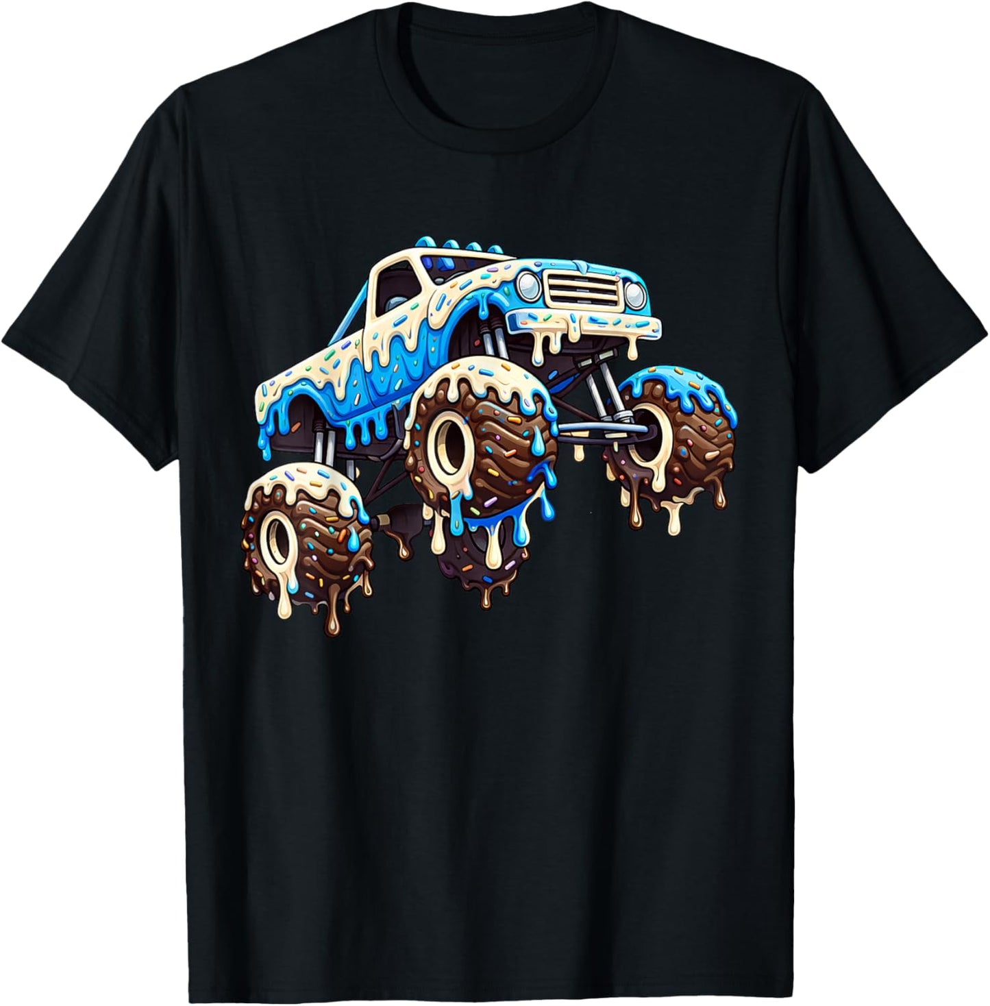 Monster Truck Boys Ice Cream Drip Outfit Toddler Kids Men T-Shirt - T-Shirt | Black