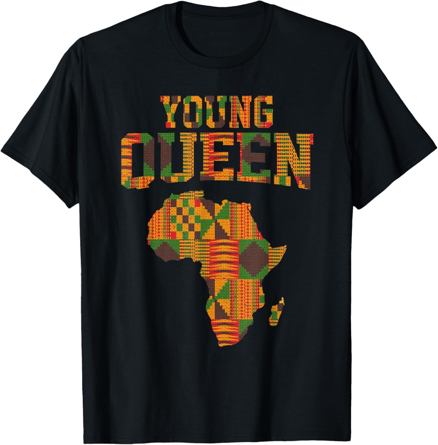 African Queen Art For Girls Women African Print Kente Cloth T-Shirt - T-Shirt | Black