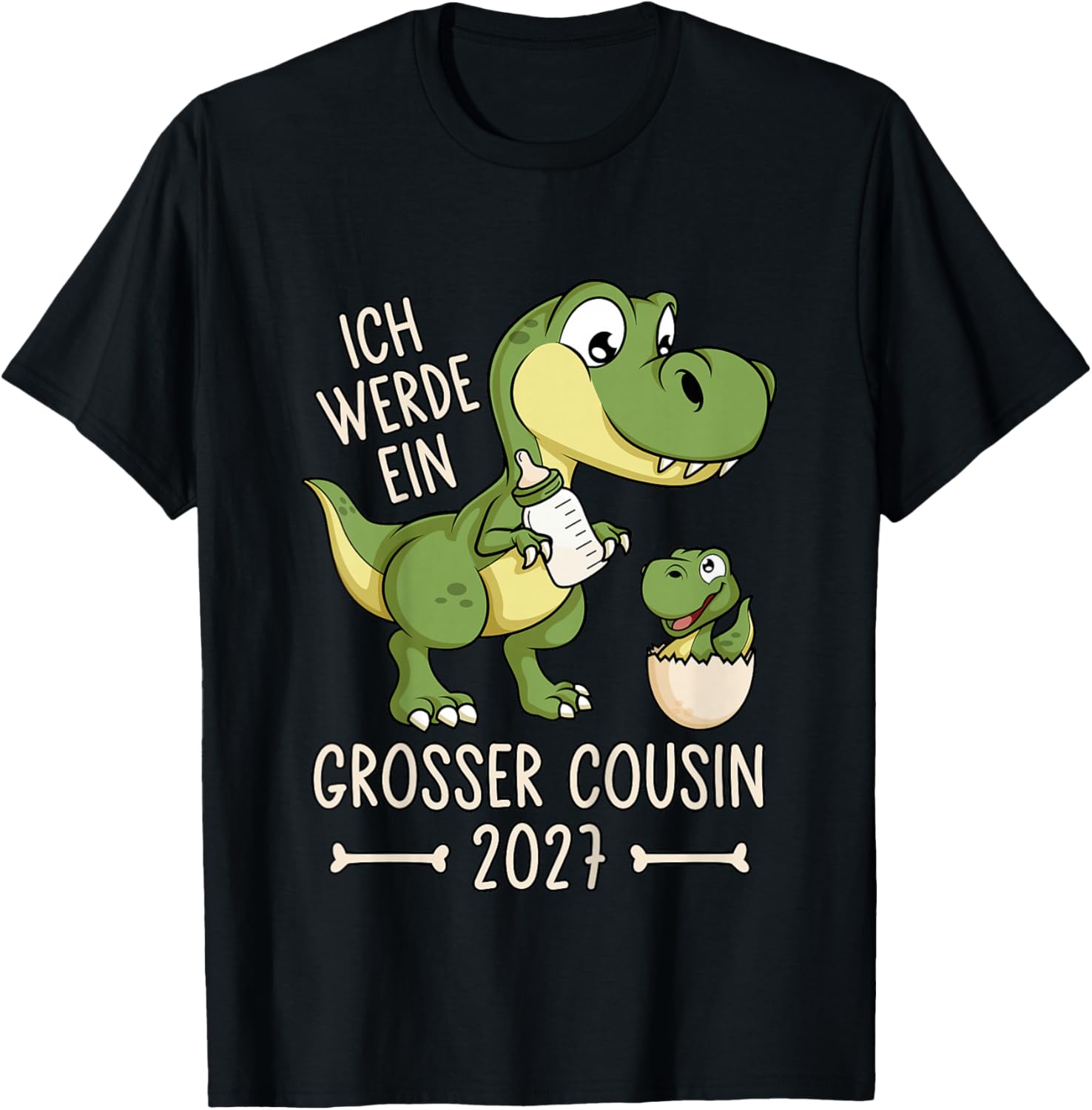 Kinder Dinosaurier Baby Dino Ich werde EIN großer Cousin 2027 T-Shirt - T-Shirt | Black