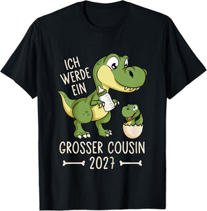 Kinder Dinosaurier Baby Dino Ich werde EIN großer Cousin 2027 T-Shirt - T-Shirt | Black