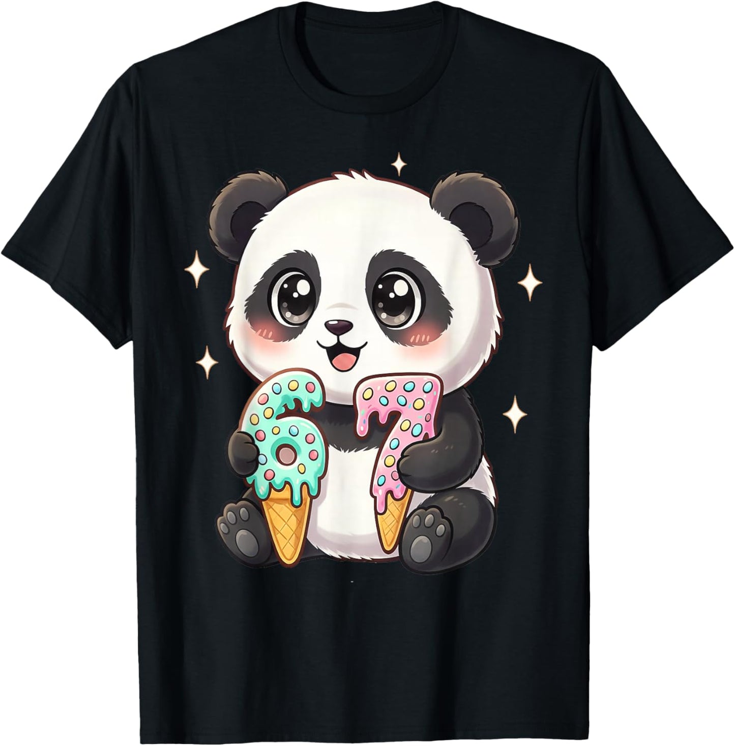 67 Meme Panda Six Seven Panda Lover for Girls Kids T-Shirt - T-Shirt | Black