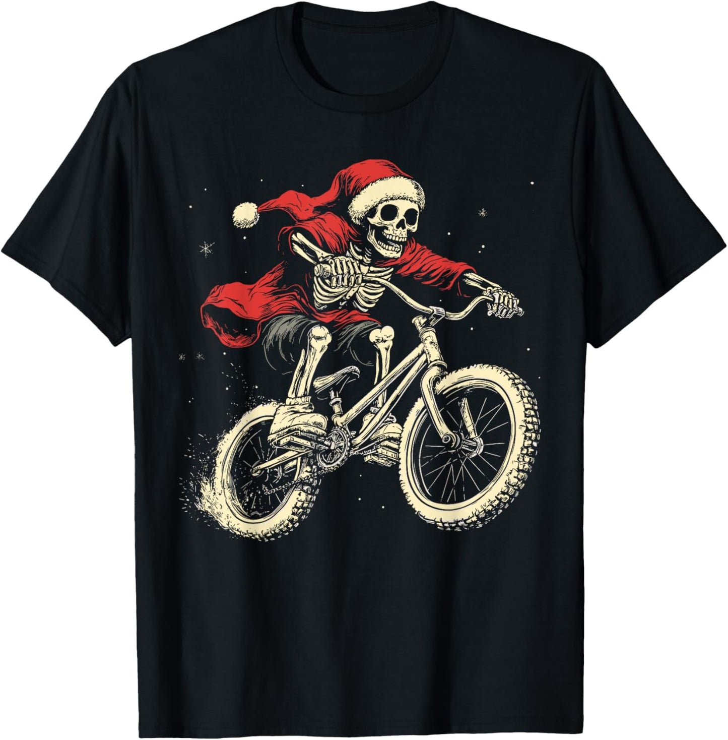 Santa Skeleton BMX Boys Kids Christmas Xmas Pajama T-Shirt - T-Shirt | Black