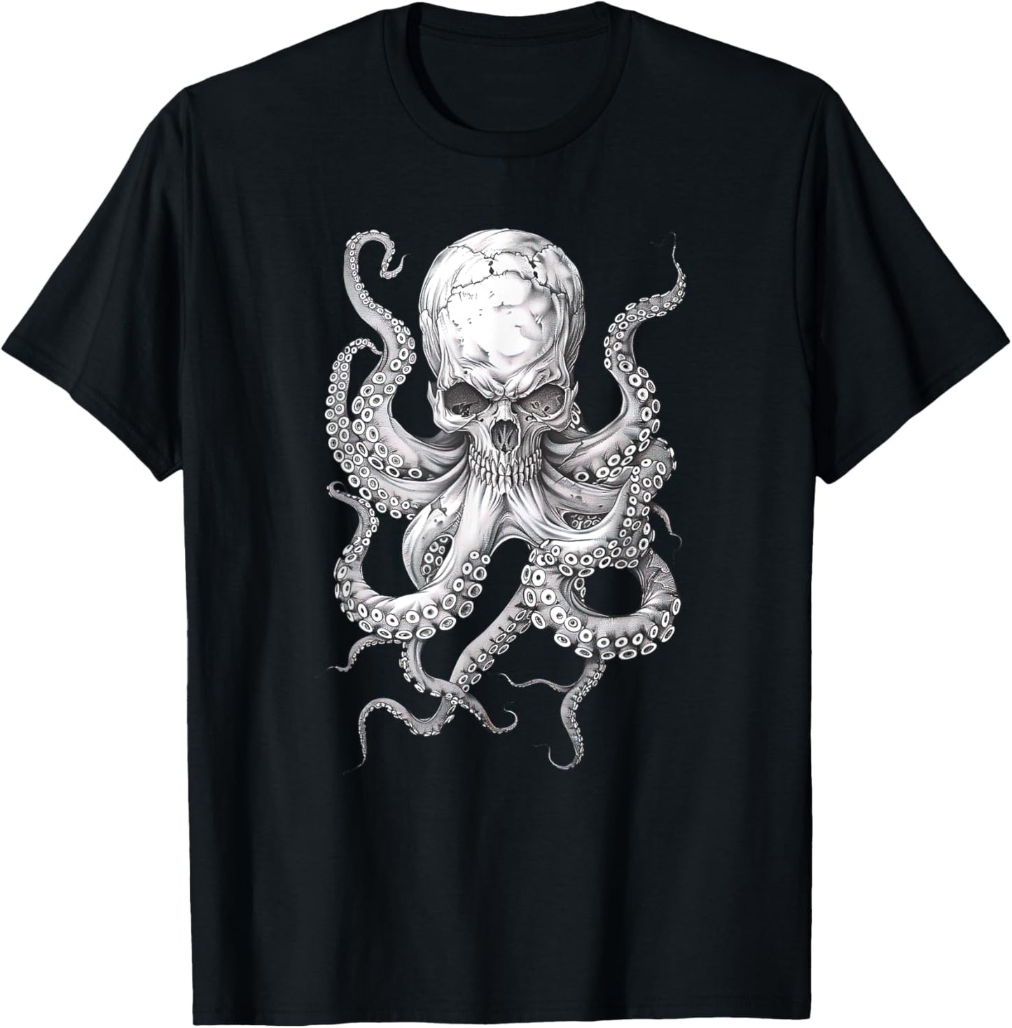 Vintage Skull Octopus Kraken Ocean Monster Goth Grunge Art T-Shirt - T-Shirt | Black