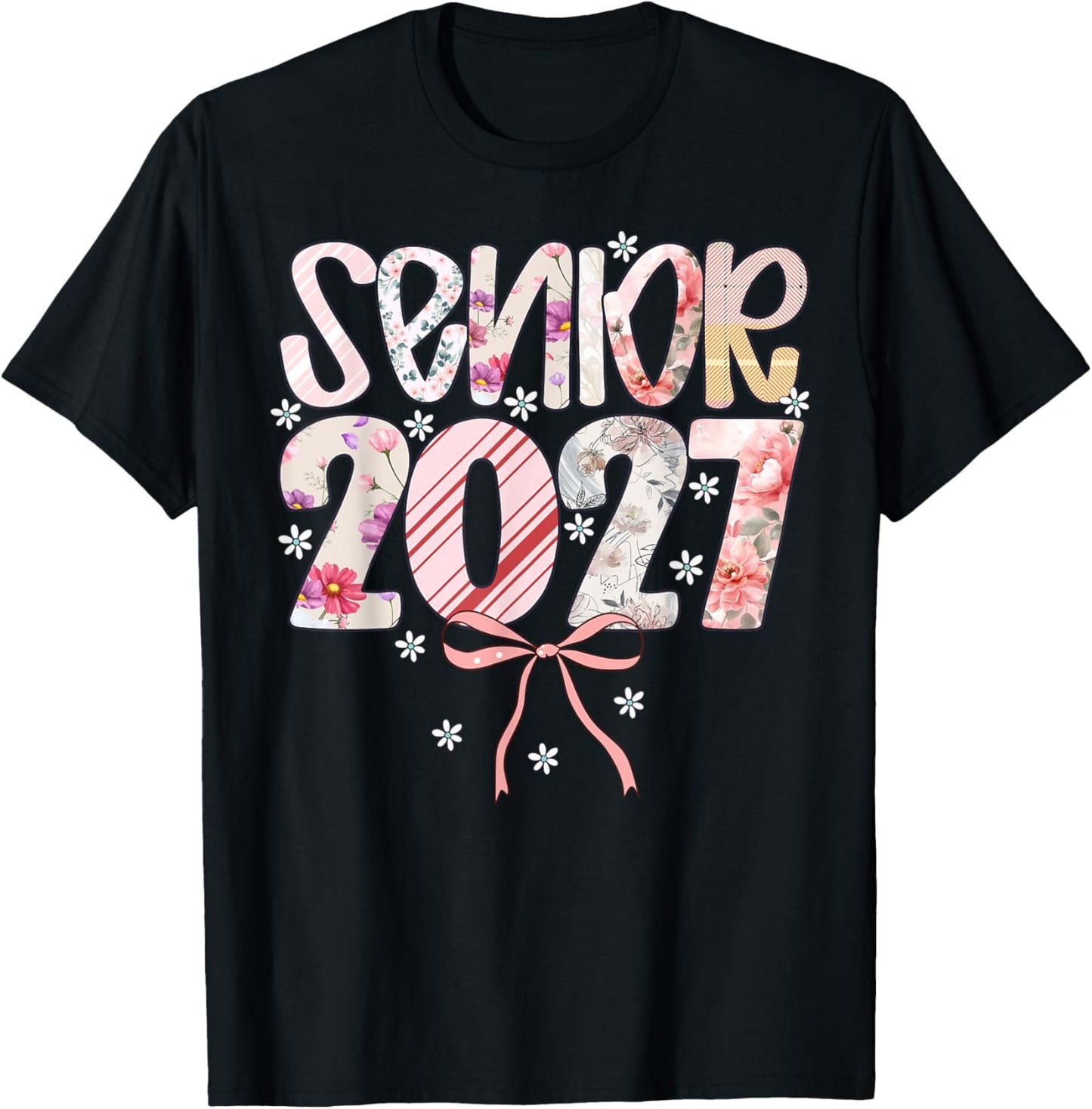 Senior 2027 Floral Class Graduation T-Shirt - T-Shirt | Black