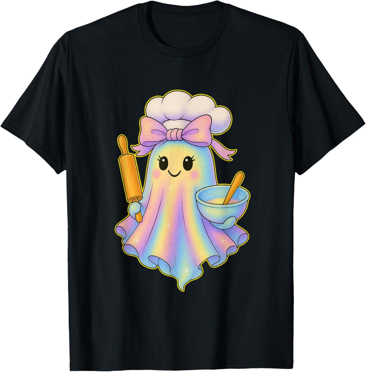Chef Ghost Pastel Perfect Halloween Baking Bakers Ghost T-Shirt - T-Shirt | Black