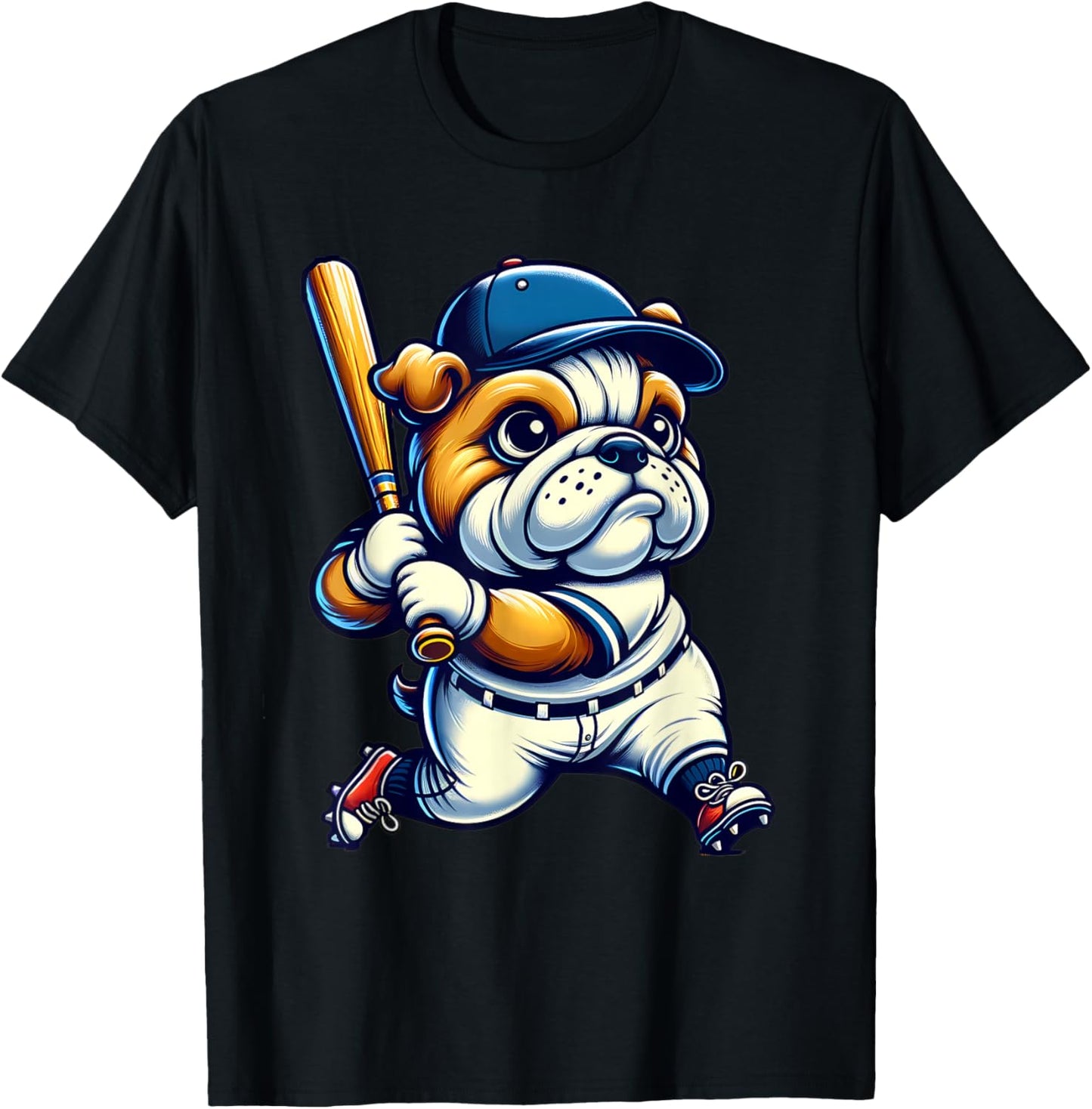 English Bulldog Baseball Player Dog Lover Men Women Kids T-Shirt - T-Shirt | Black