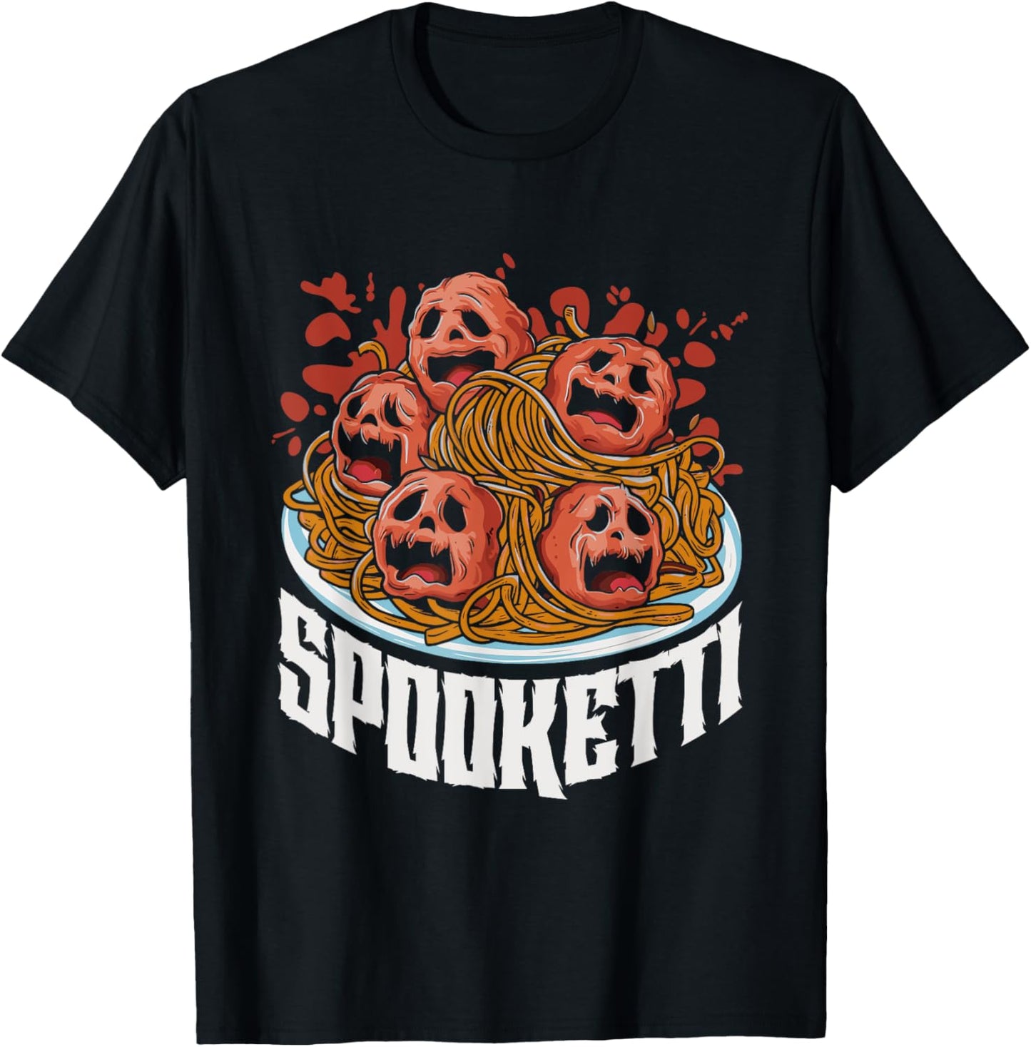 Funny Spooketti Halloween Costume Spaghetti T-Shirt - T-Shirt | Black