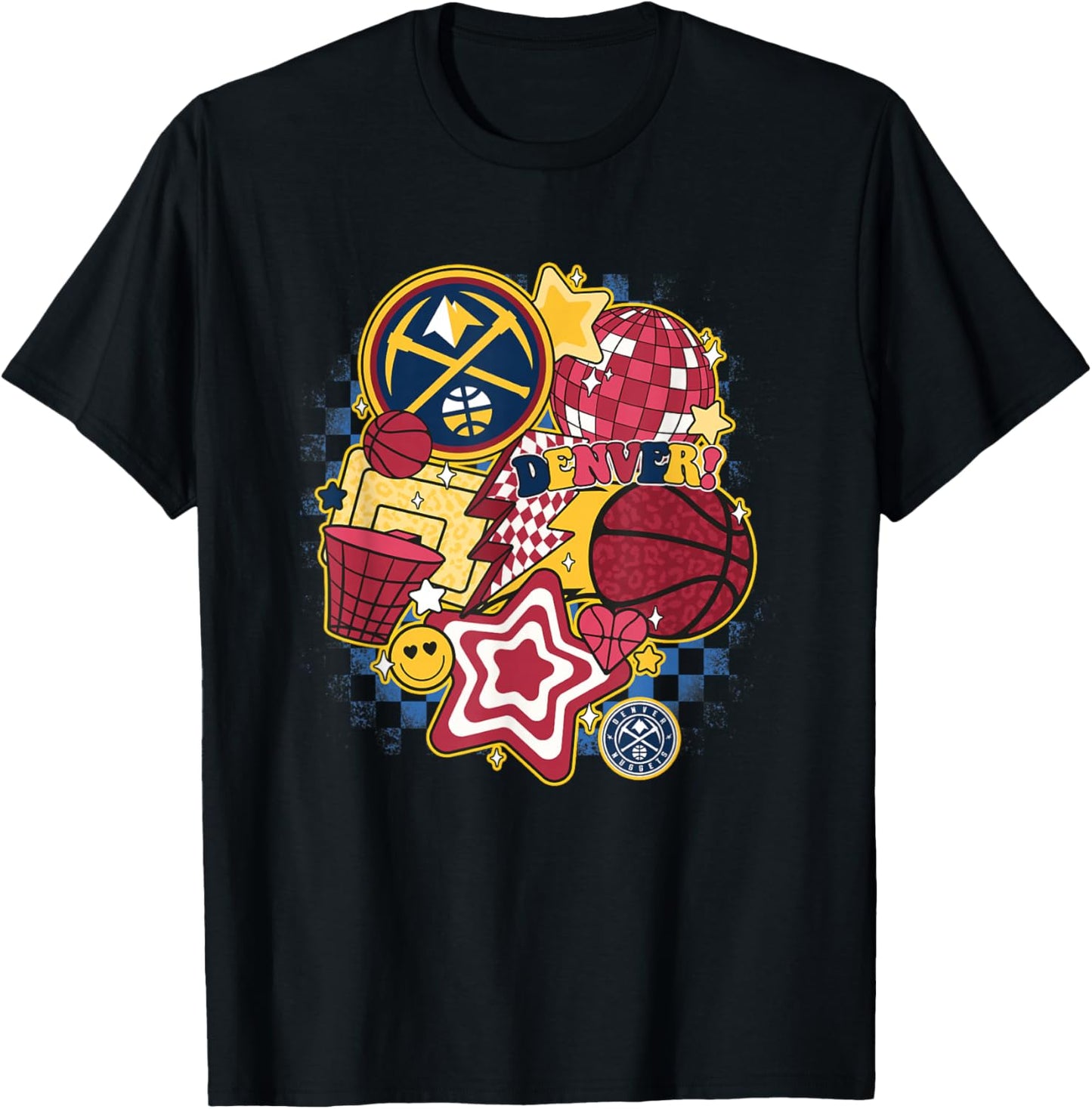 NBA Denver Nuggets Psychedelic Basketball Collage T-Shirt - T-Shirt | Black