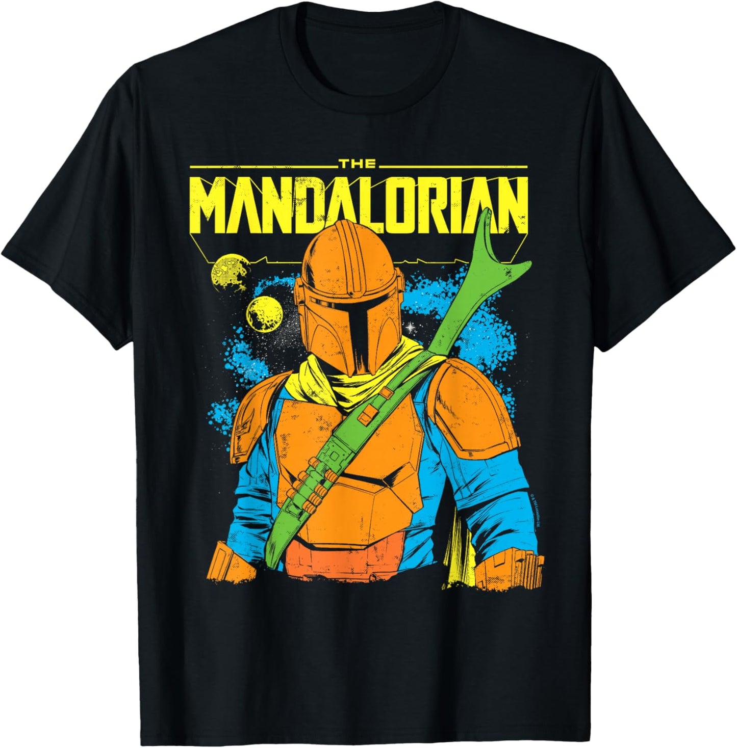 The Mandalorian and Grogu - Mando - Neon Colors T-Shirt - T-Shirt | Black