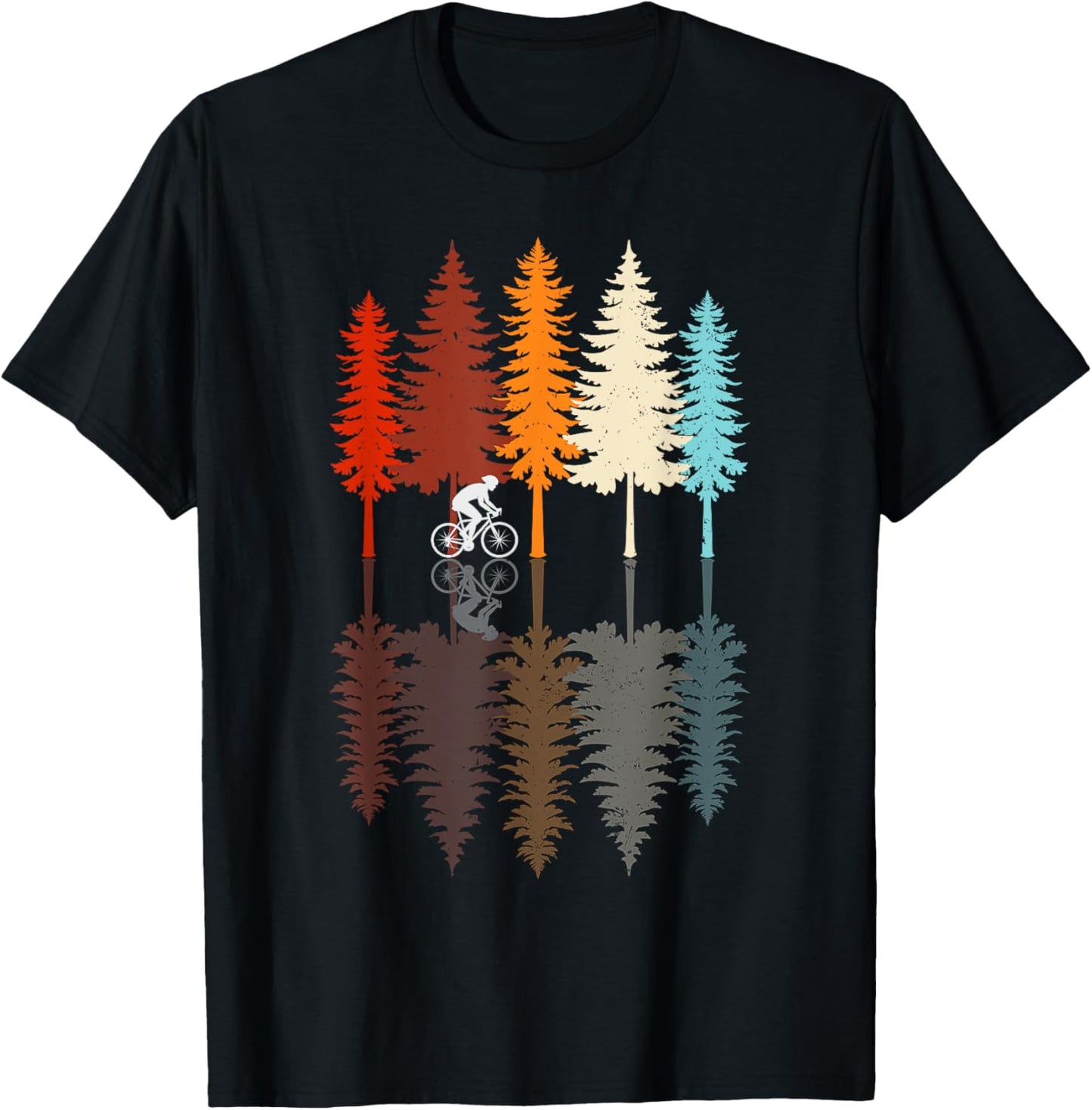 Vintage Cycling Retro Forest Road Bike Bicycle Bicycling T-Shirt - T-Shirt | Black
