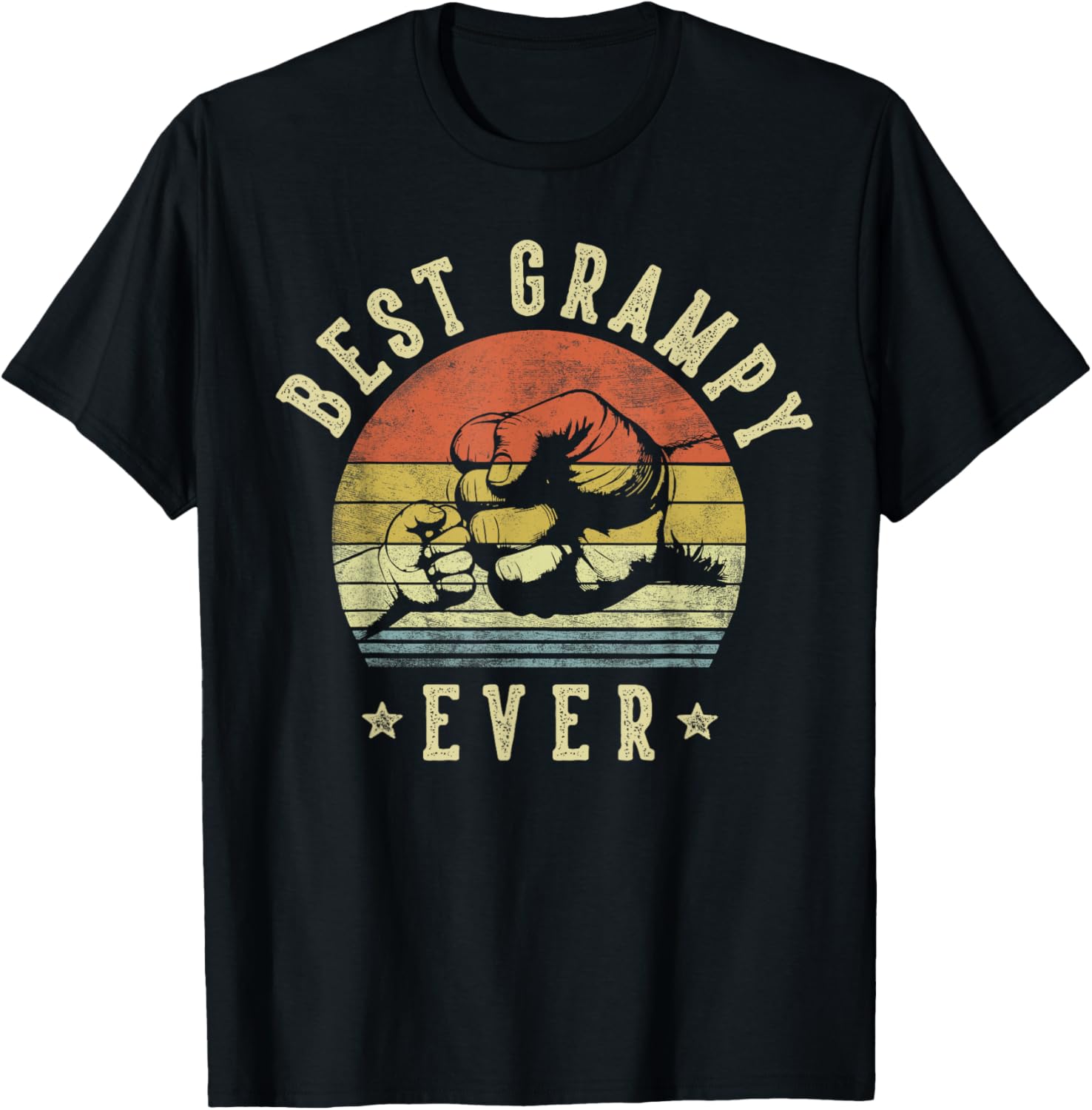 Best Grampy Ever - Retro Fist Bump Vintage Design Grampy T-Shirt - T-Shirt | Black