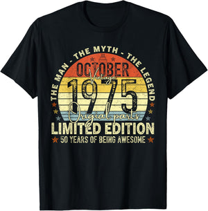 October 1975 50th Birthday Gifts Women 50 Year Old T-Shirt - T-Shirt | Black
