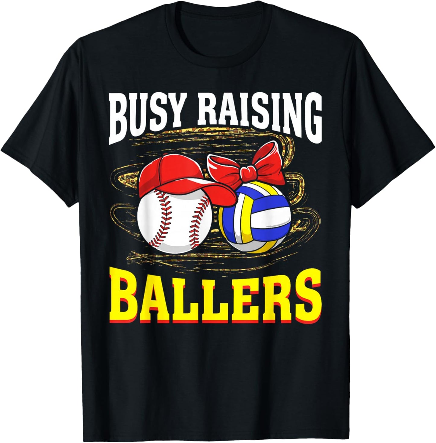 Busy Raising Ballers baseball volleyball mom leopard women T-Shirt - T-Shirt | Black