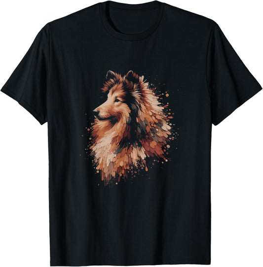 Artistic Shetland Sheepdog Drawing Art Sheltie Design T-Shirt - T-Shirt | Black