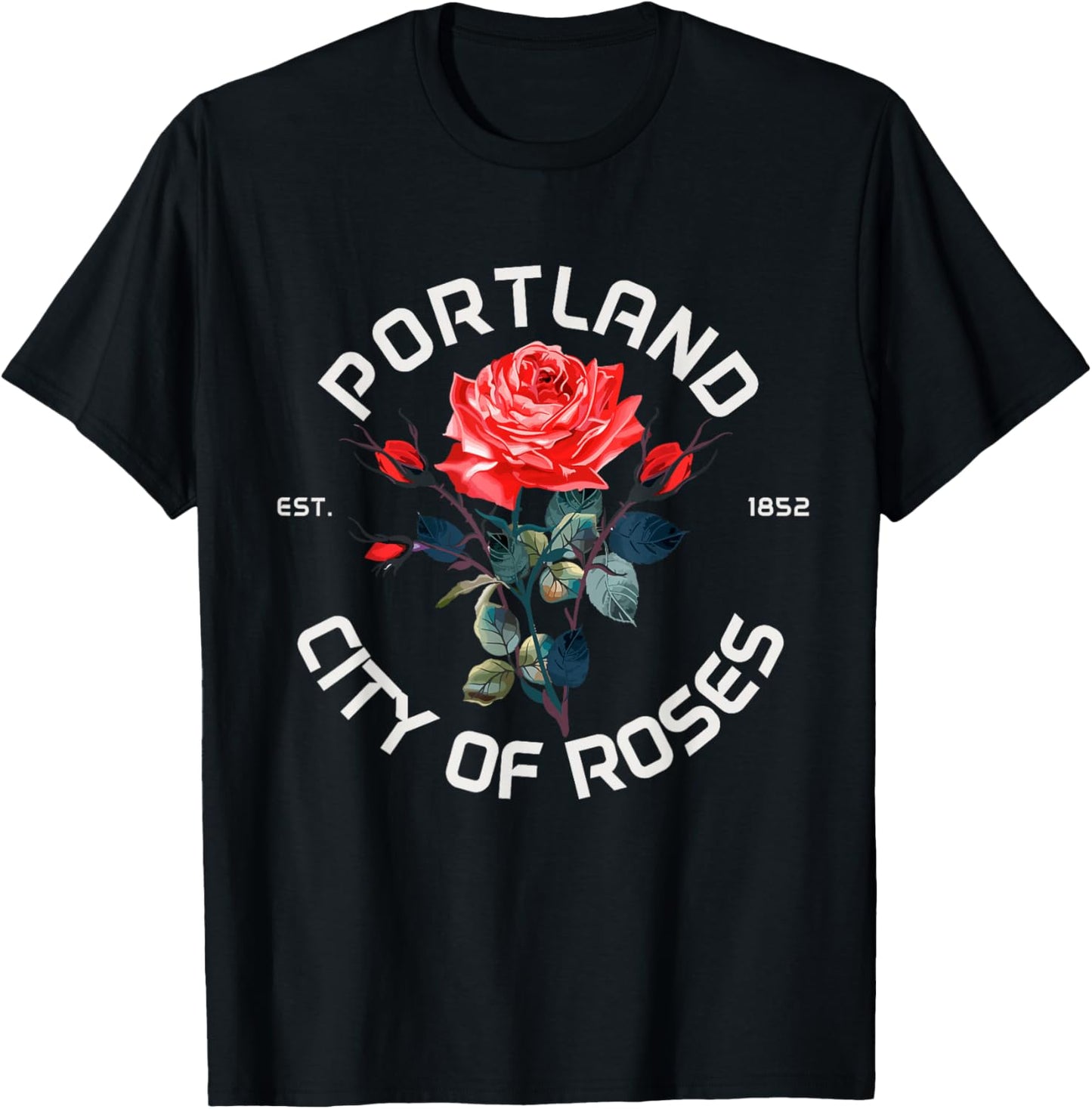 Portland Oregon Roses Pride Vintage T-Shirt - T-Shirt | Black