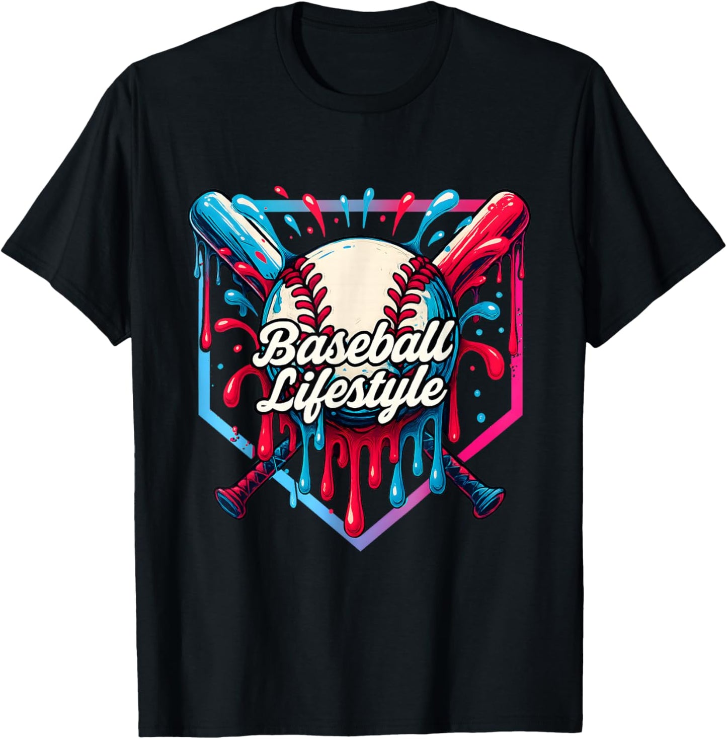 Baseball Life Style 101 Apparel Youth Drip Baseball T-Shirt - T-Shirt | Black